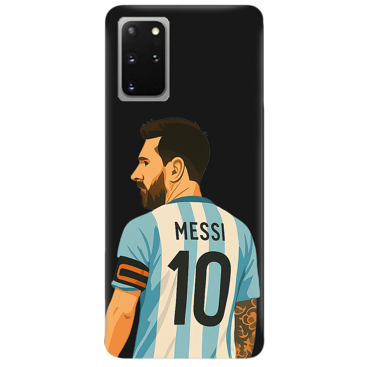 Чехол для Samsung Galaxy S20 Plus черный матовый soft touch Messi - фото 1 - Чехлы для телефонов