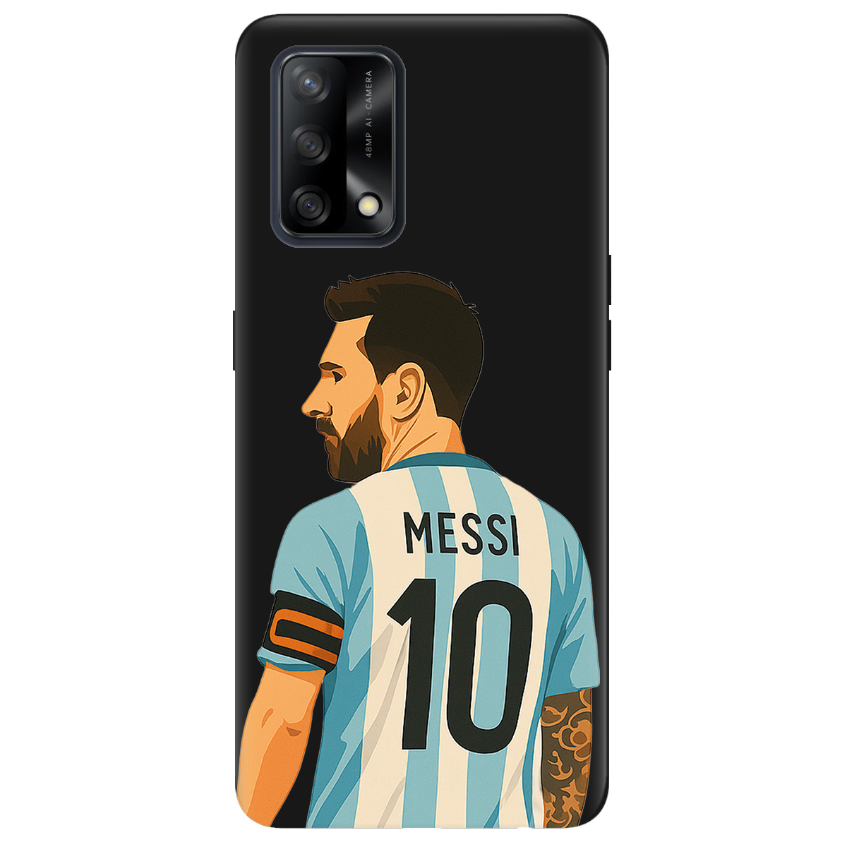 Чехол для Oppo A74 4G черный матовый soft touch Messi - фото 1 - Чехлы для телефонов