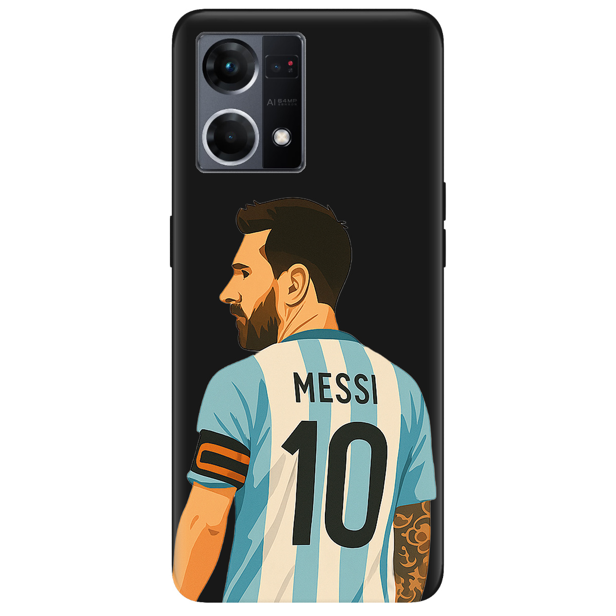 Чехол для Oppo Reno  7 4G черный матовый soft touch Messi - фото 1 - Чехлы для телефонов