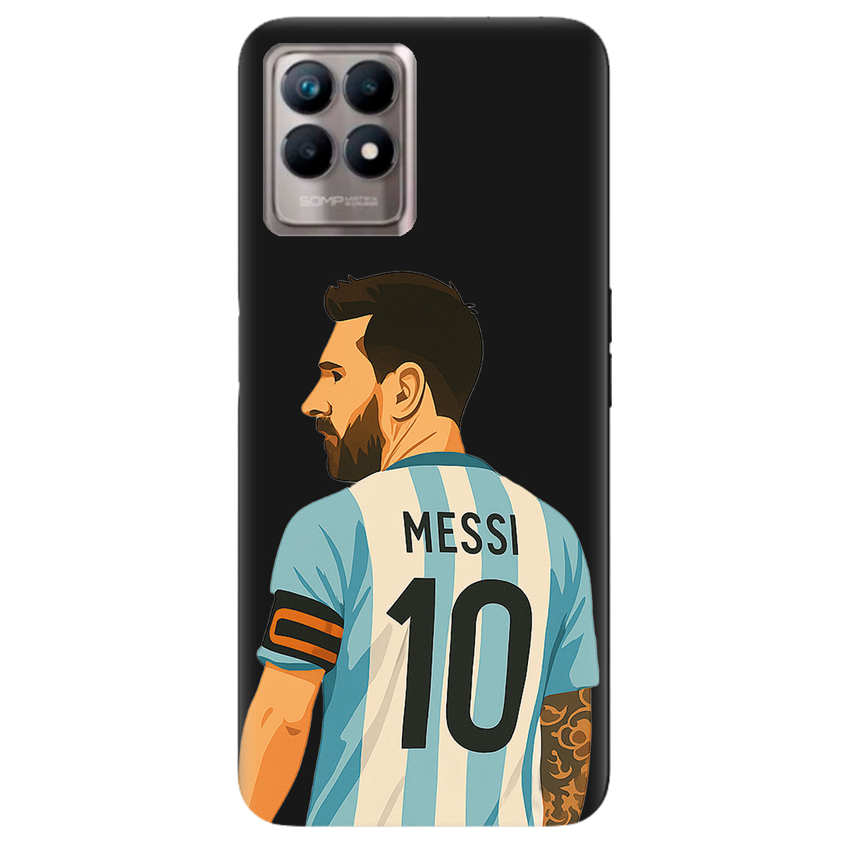 Чехол для Realme 8i черный матовый soft touch Messi - фото 1 Чехол для Realme 8i черный матовый soft touch Messi - фото 1 - Чехлы для телефонов