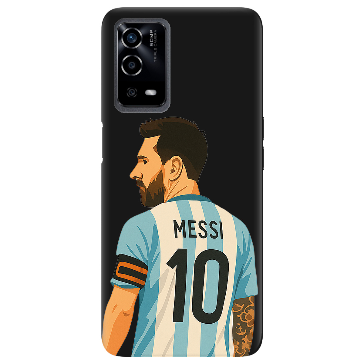 Чохол для Oppo A55 чорний матовий soft touch Messi - фото 1 - Чохли для телефонів