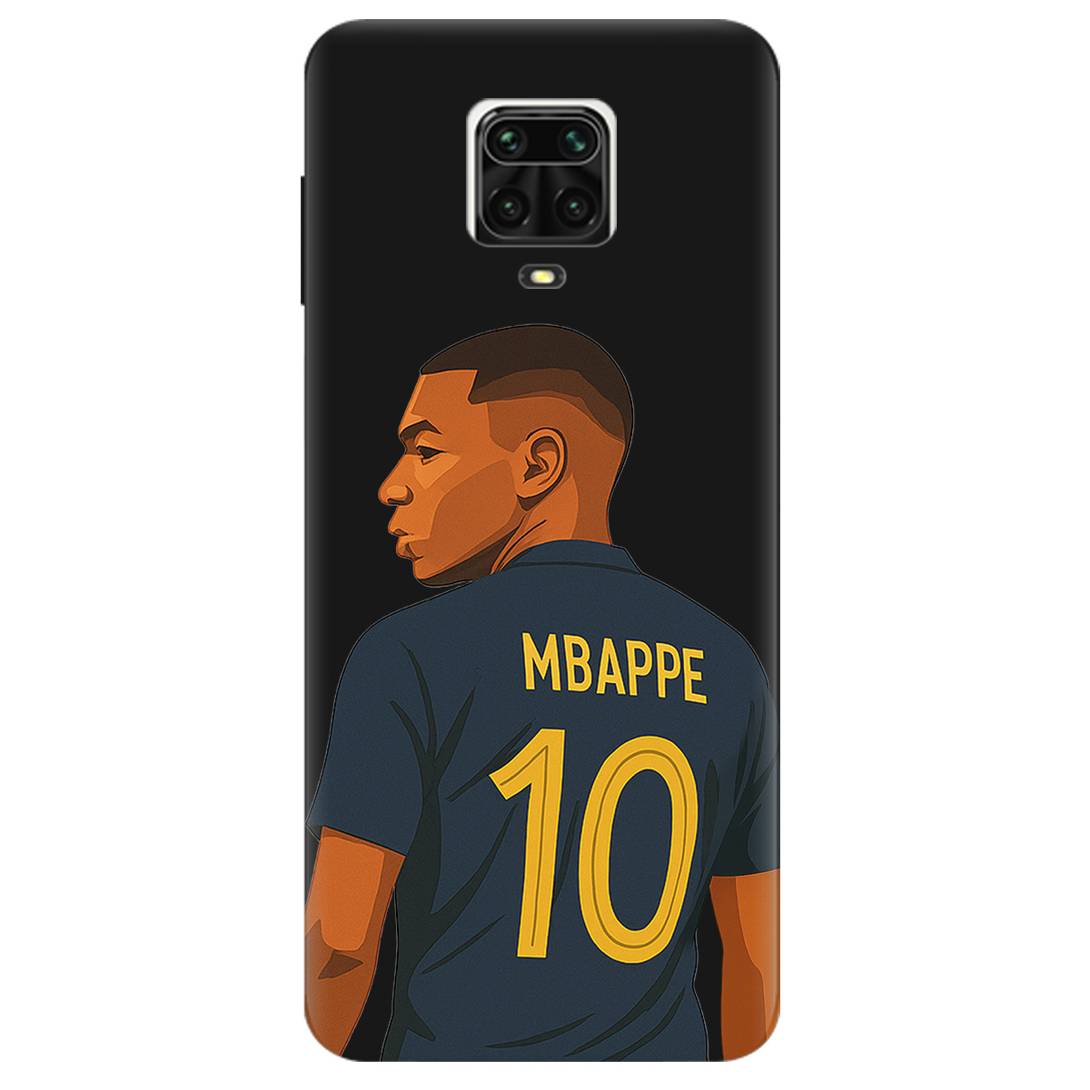 Чехол для Xiaomi Redmi Note 9 Pro черный матовый soft touch Mbappe - фото 1 - Чехлы для телефонов