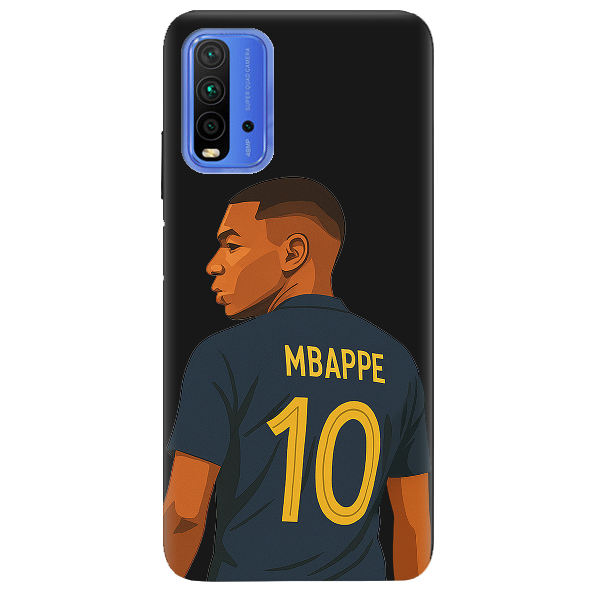 Чехол для Xiaomi Redmi 9T черный матовый soft touch Mbappe - фото 1 - Чехлы для телефонов