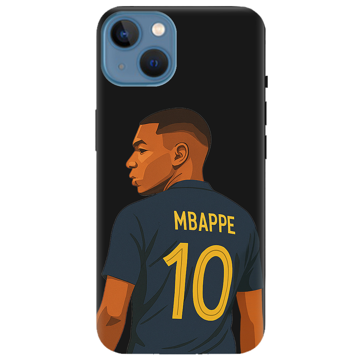 Чехол для Apple iPhone 13 черный матовый soft touch Mbappe - фото 1 Чехол для Apple iPhone 13 черный матовый soft touch Mbappe - фото 1 - Чехлы для телефонов