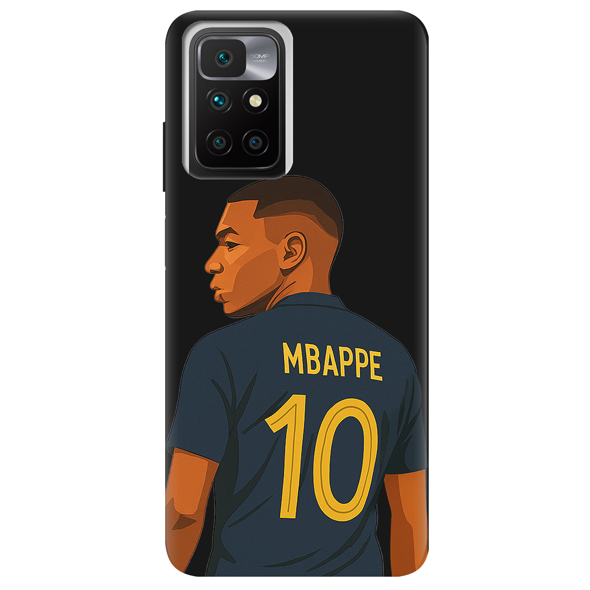 Чехол для Xiaomi Redmi 10 черный матовый soft touch Mbappe - фото 1 Чехол для Xiaomi Redmi 10 черный матовый soft touch Mbappe - фото 1 - Чехлы для телефонов