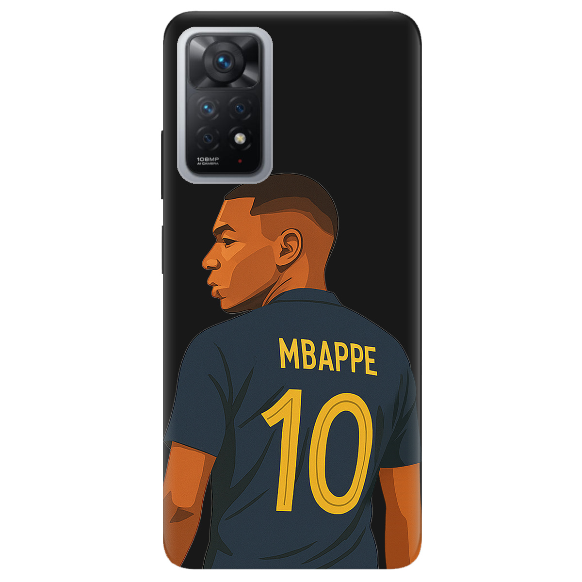 Чехол для Xiaomi Redmi Note 11 Pro черный матовый soft touch Mbappe - фото 1 - Чехлы для телефонов