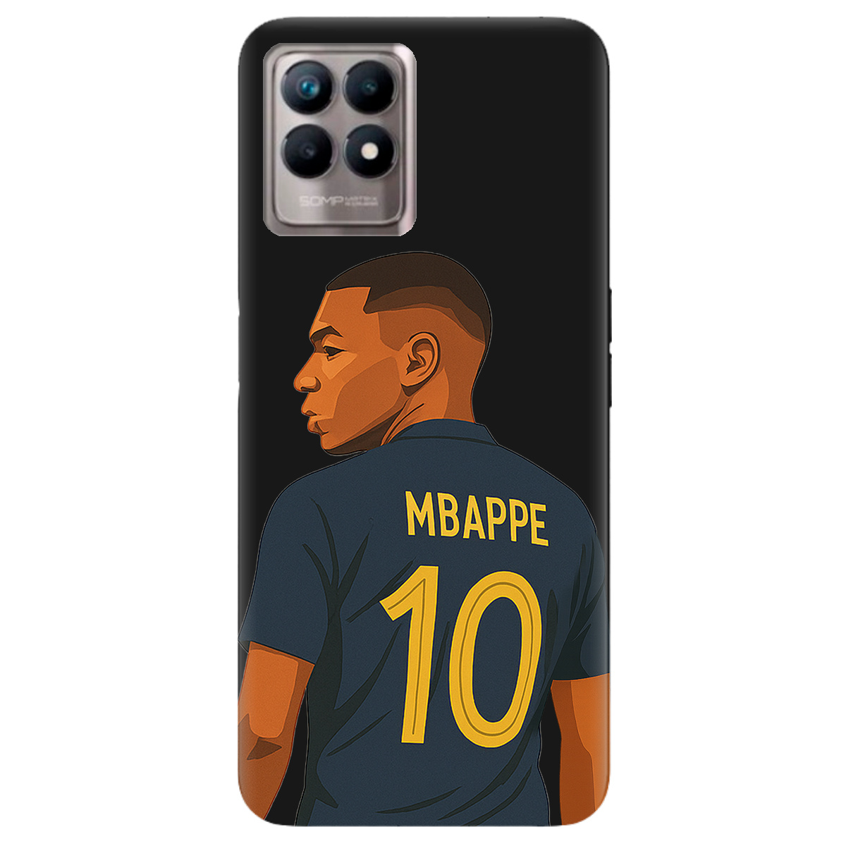 Чехол для Realme 8i черный матовый soft touch Mbappe - фото 1 - Чехлы для телефонов