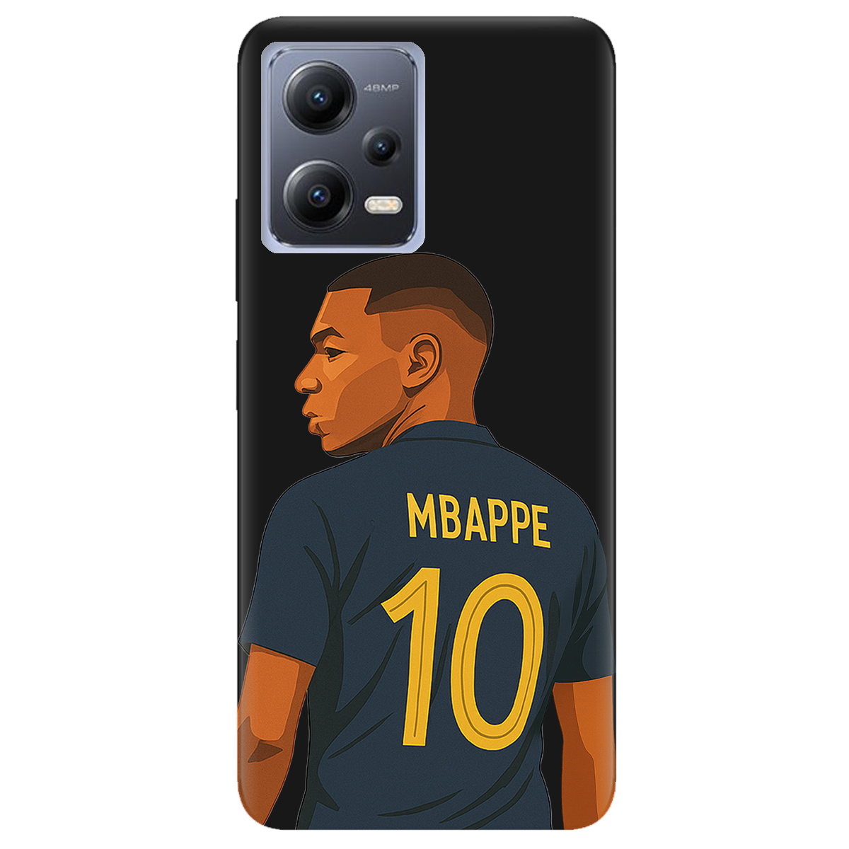 Чехол для Xiaomi Redmi Note 12 5G черный матовый soft touch Mbappe - фото 1 - Чехлы для телефонов