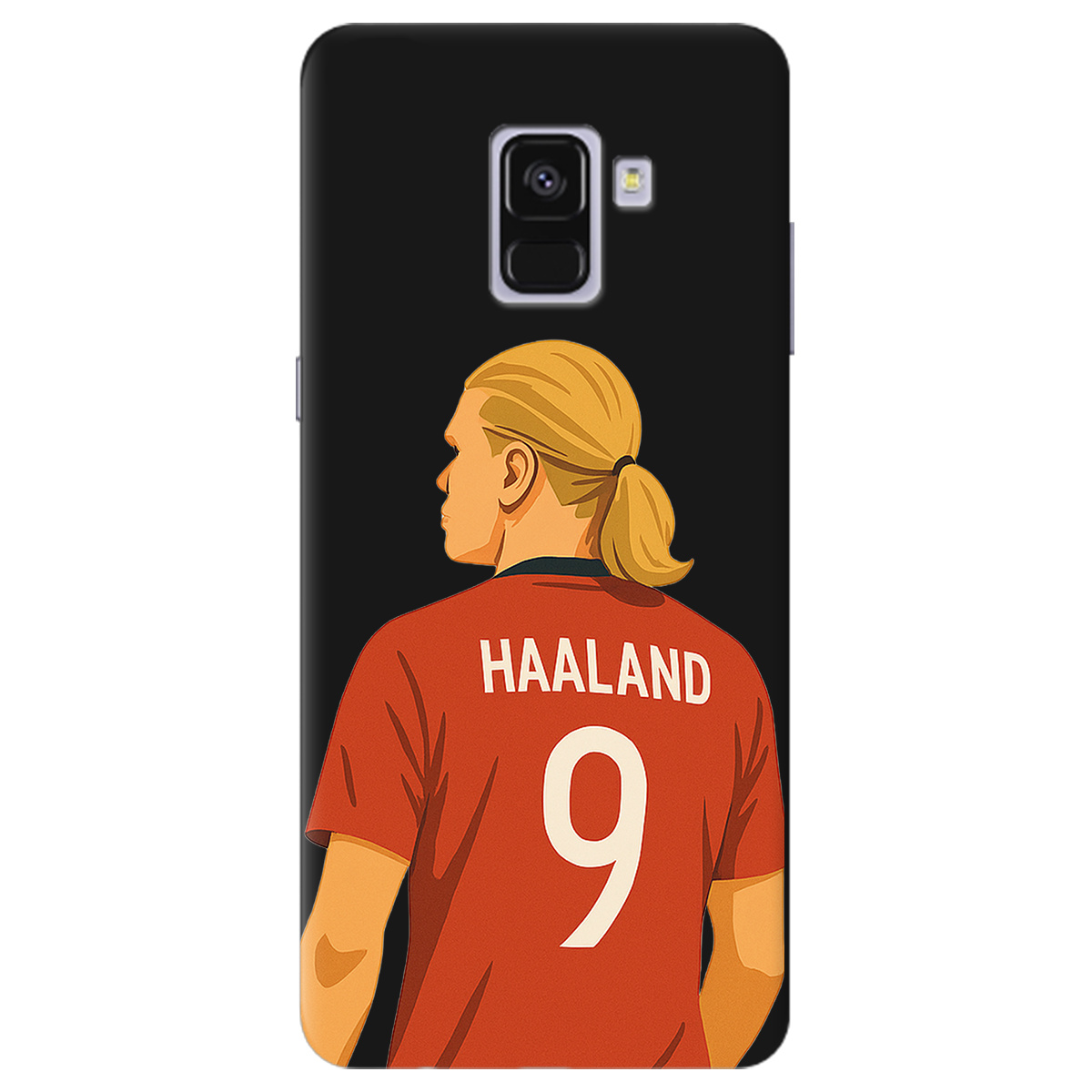 Чехол для Samsung Galaxy A8 Plus 2018 черный матовый soft touch Haaland - фото 1 - Чехлы для телефонов