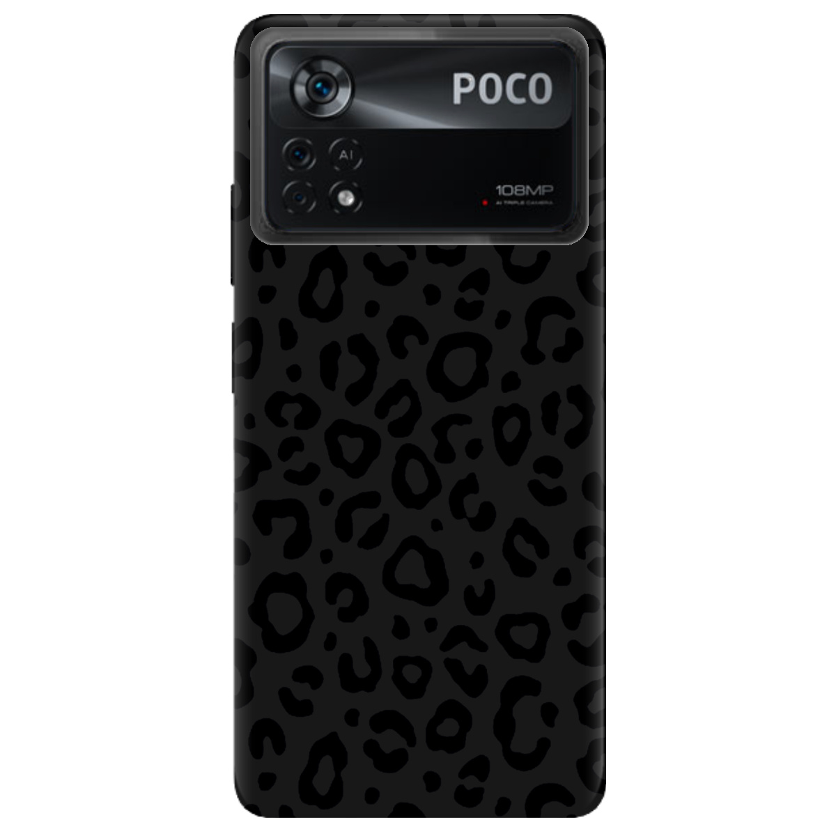 Чехол для Xiaomi Poco X4 Pro 5G черный матовый soft touch Принт савани - фото 1 - Чехлы для телефонов