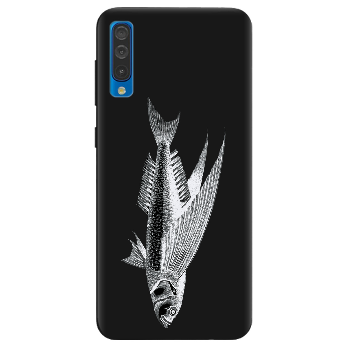 Чехол для Samsung Galaxy A50 черный матовый soft touch Срібний трофей - фото 1 - Чехлы для телефонов