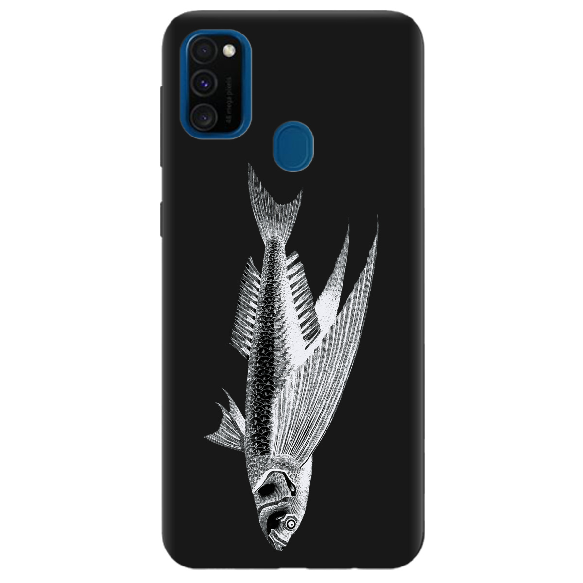 Чехол для Samsung Galaxy M21 черный матовый soft touch Срібний трофей - фото 1 - Чехлы для телефонов