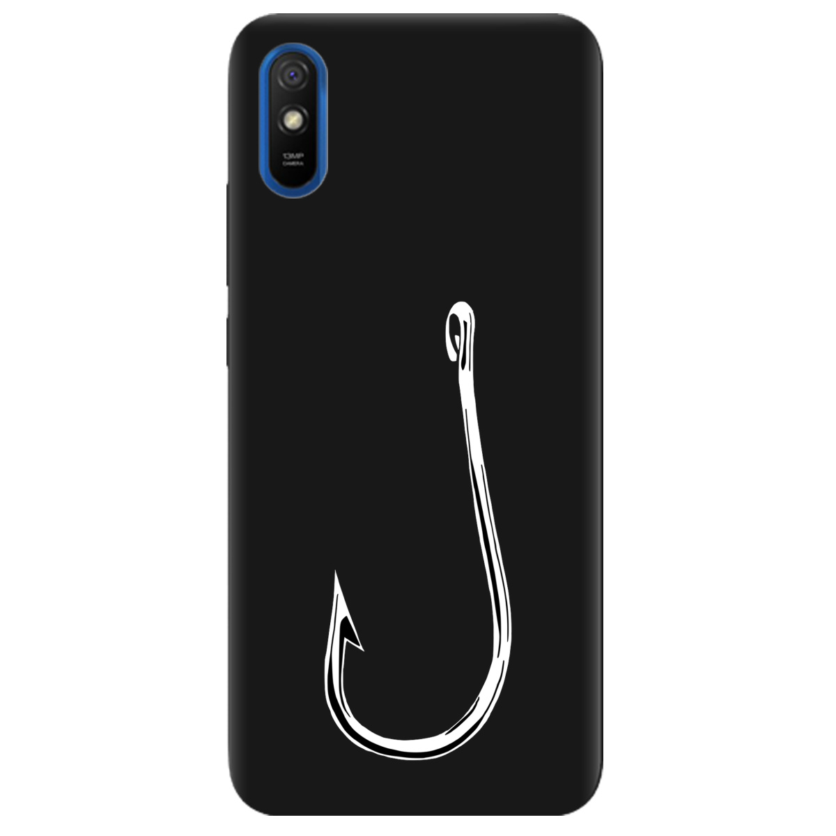 Чохол для Xiaomi Redmi 9A чорний матовий soft touch Щасливий гачок - фото 1 - Чохли для телефонів