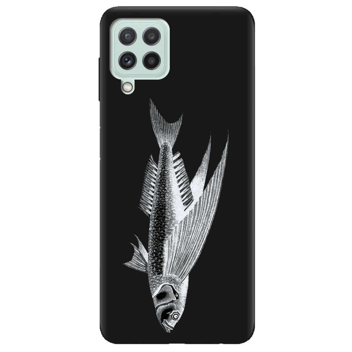 Чохол для Samsung Galaxy A22 4G чорний матовий soft touch Срібний трофей - фото 1 - Чохли для телефонів