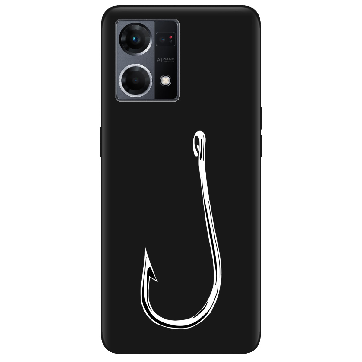 Чохол для Oppo Reno  7 4G чорний матовий soft touch Щасливий гачок - фото 1 - Чохли для телефонів