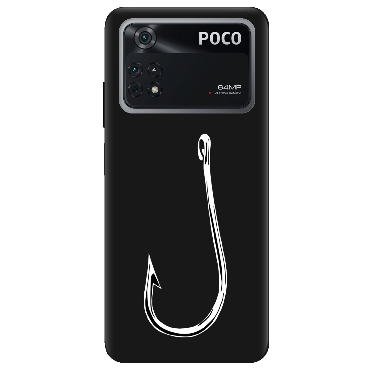 Чохол для Xiaomi Poco M4 Pro 4G чорний матовий soft touch Щасливий гачок - фото 1 - Чохли для телефонів