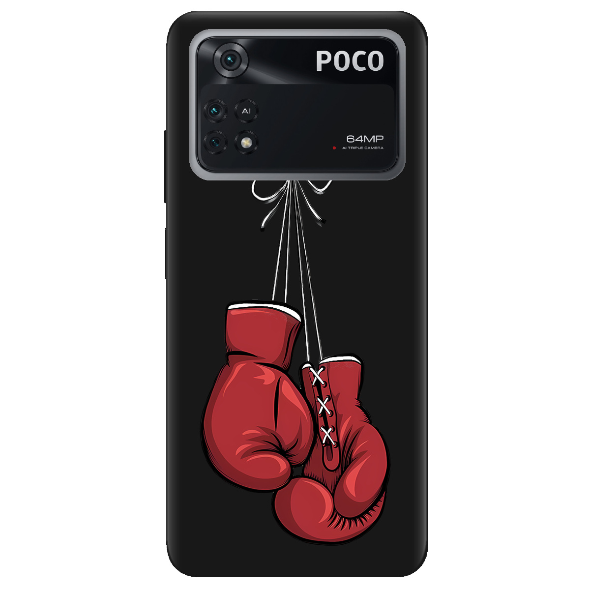 Чехол для Xiaomi Poco M4 Pro 4G черный матовый soft touch Тиша рингу - фото 1 - Чехлы для телефонов