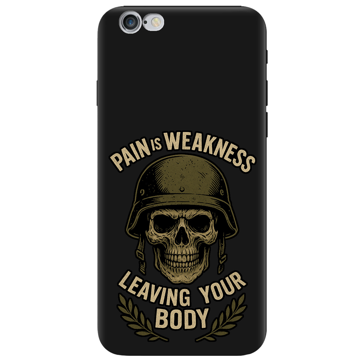 Чехол для Apple iPhone 6 / 6S черный матовый soft touch Біль - це слабкість - фото 1 - Чехлы для телефонов