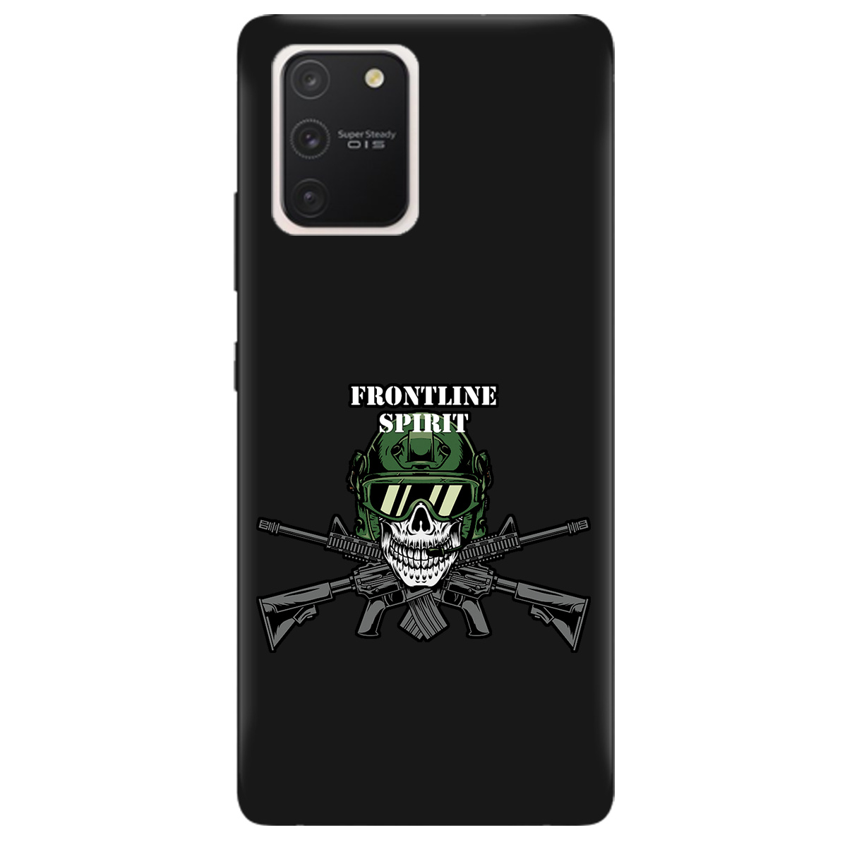 Чехол для Samsung Galaxy S10 Lite черный матовый soft touch Дух фронту - фото 1 - Чехлы для телефонов