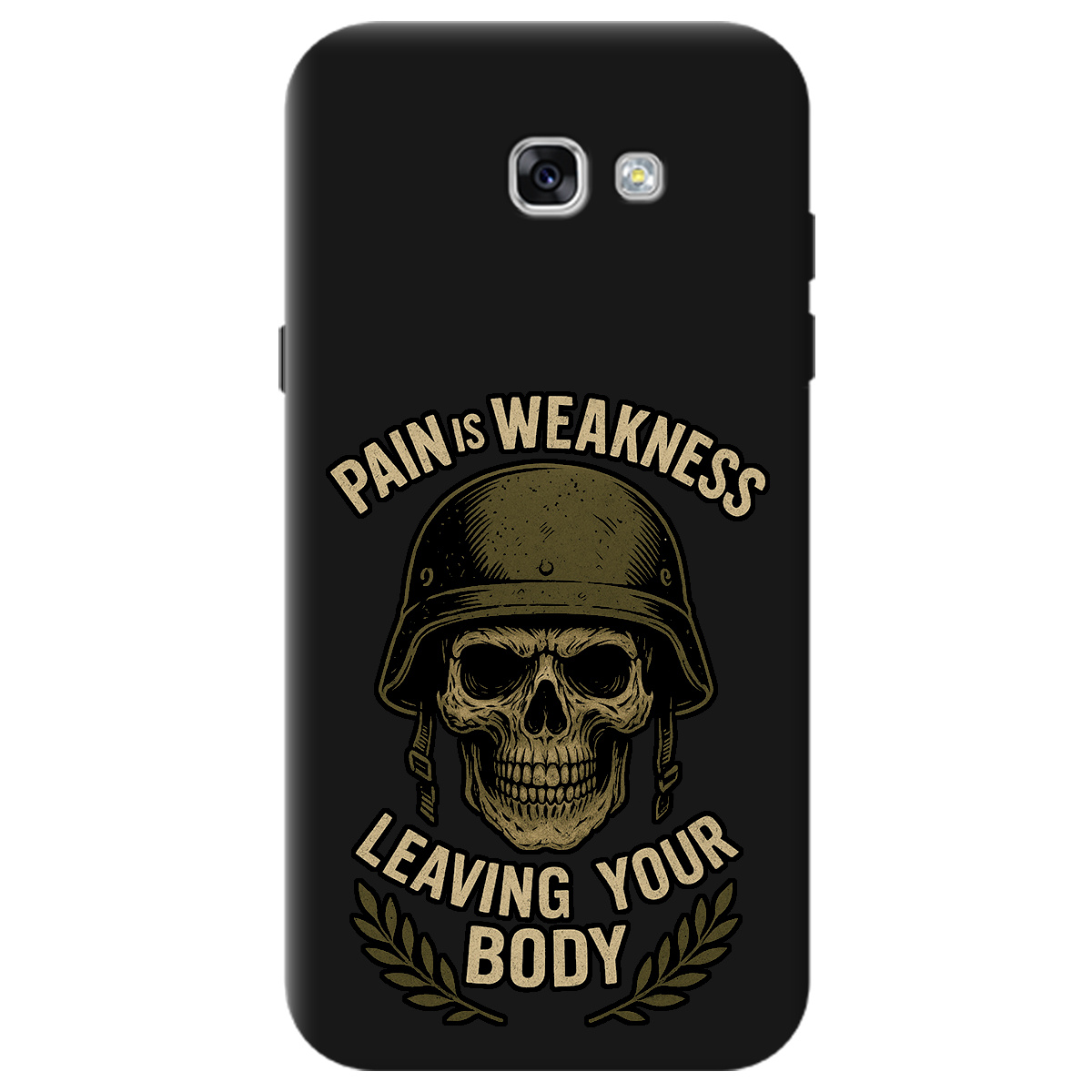 Чохол для Samsung Galaxy A7 2017 чорний матовий soft touch Біль - це слабкість - фото 1 - Чохли для телефонів