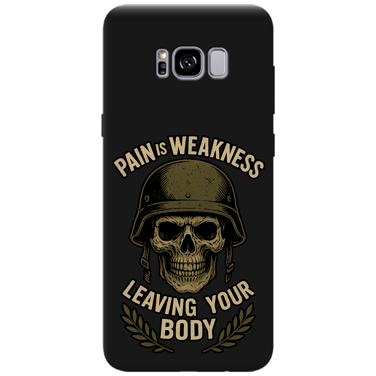 Чохол для Samsung Galaxy S8 Plus чорний матовий soft touch Біль - це слабкість - фото 1 - Чохли для телефонів