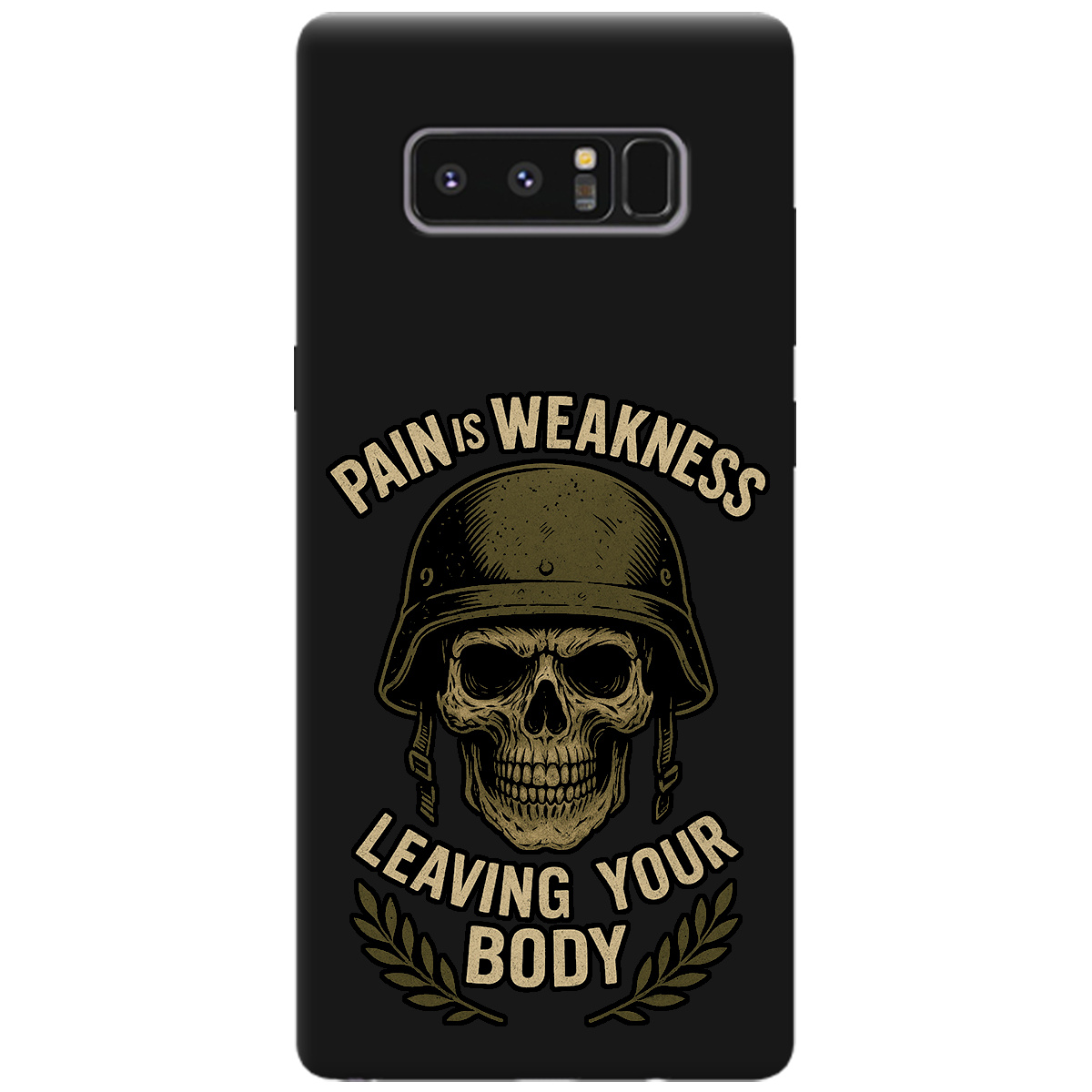 Чехол для Samsung Galaxy Note 8 черный матовый soft touch Біль - це слабкість - фото 1 - Чехлы для телефонов