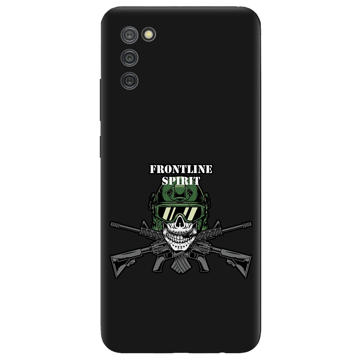 Чехол для Samsung Galaxy A02s черный матовый soft touch Дух фронту - фото 1 - Чехлы для телефонов