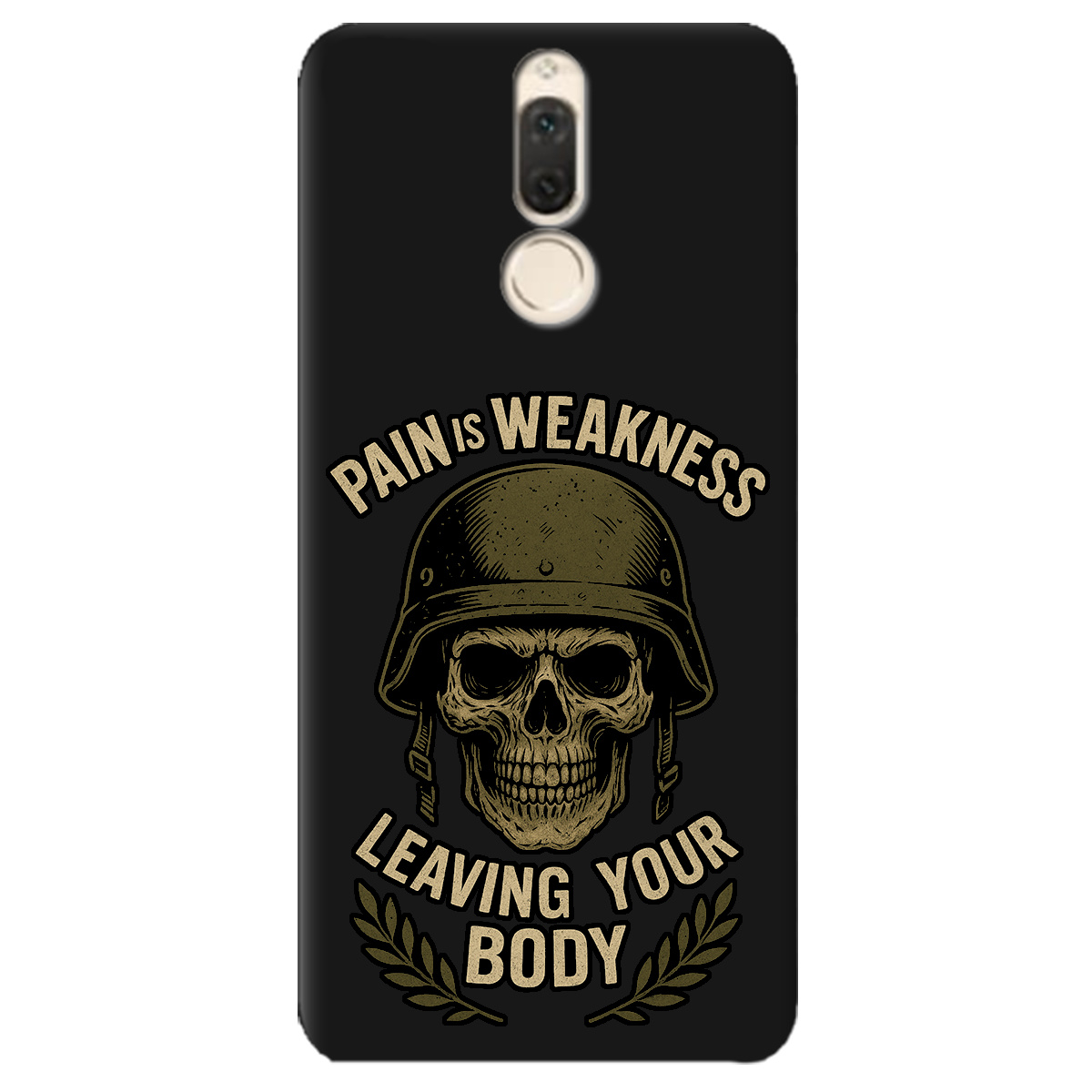 Чохол для Huawei Mate 10 Lite чорний матовий soft touch Біль - це слабкість - фото 1 - Чохли для телефонів