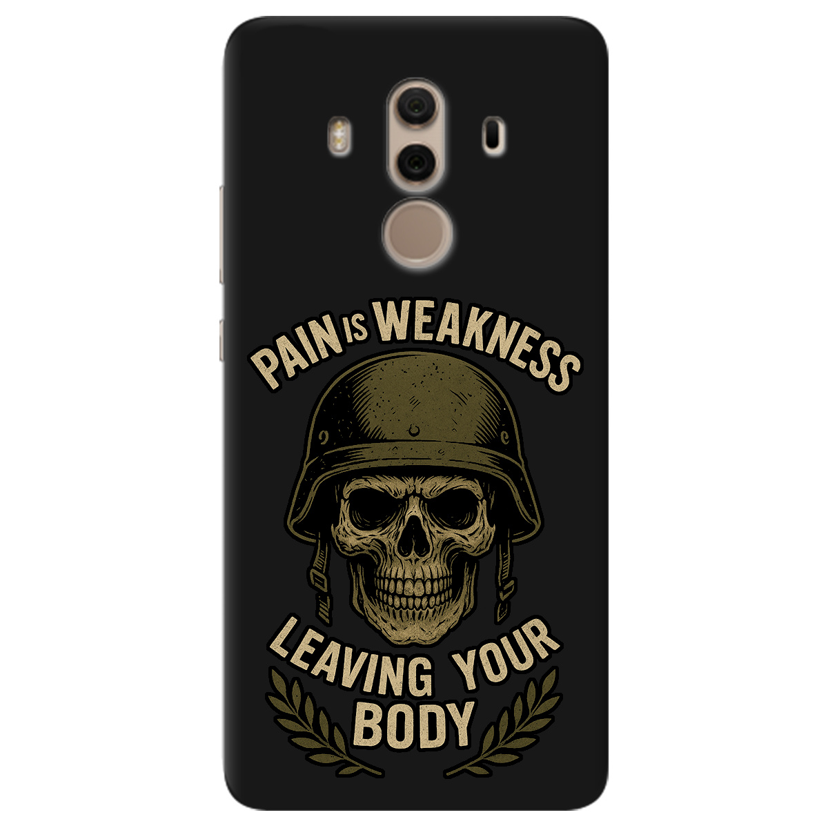 Чехол для Huawei Mate 10 Pro черный матовый soft touch Біль - це слабкість - фото 1 - Чехлы для телефонов