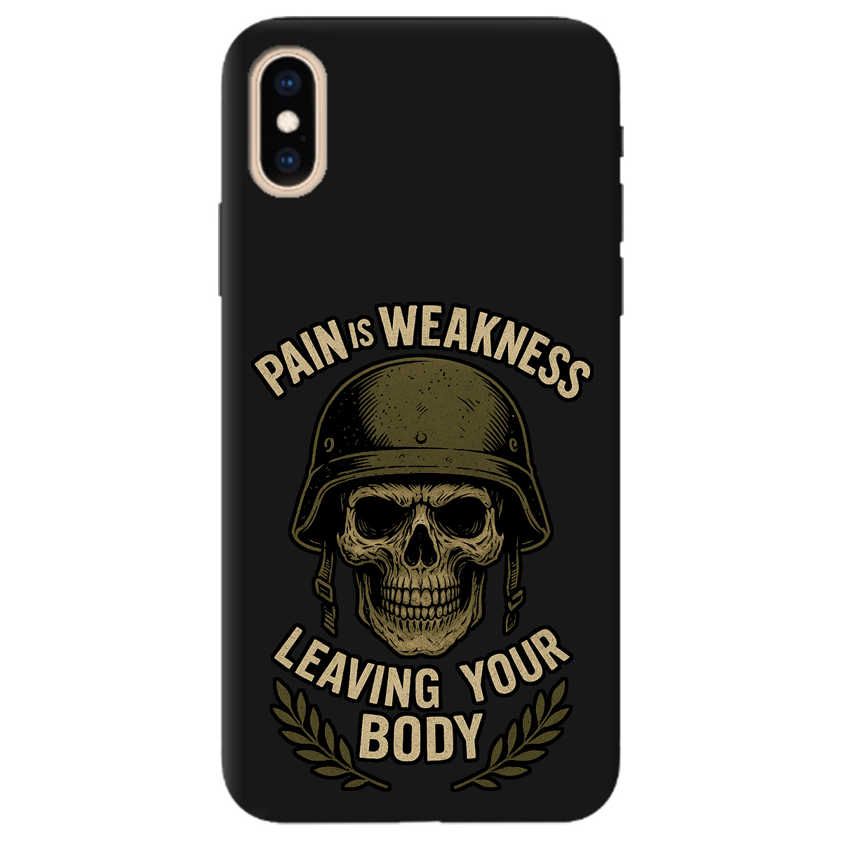 Чохол для Apple iPhone XS чорний матовий soft touch Біль - це слабкість - фото 1 Чохол для Apple iPhone XS чорний матовий soft touch Біль - це слабкість - фото 1 - Чохли для телефонів