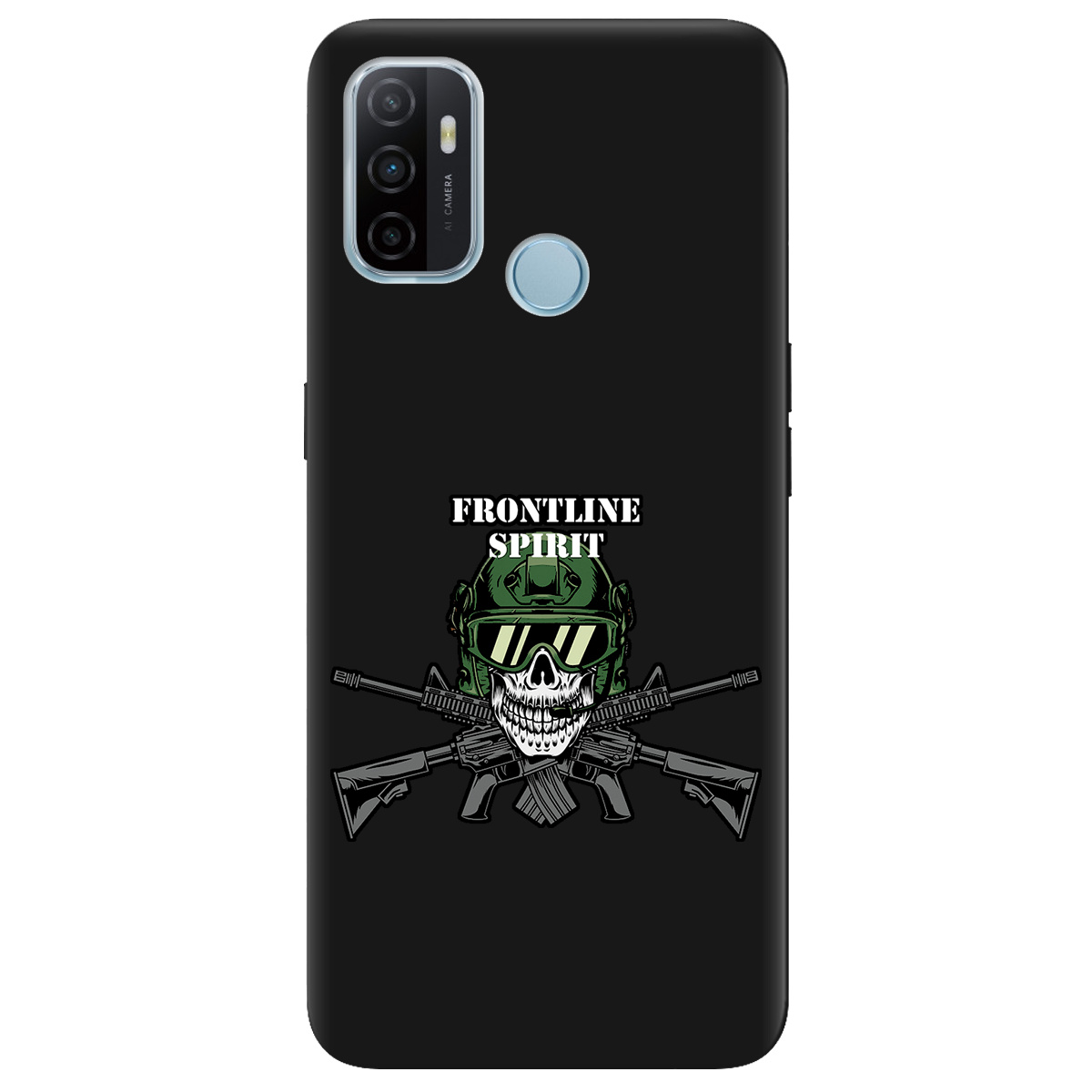 Чехол для Oppo A53/ A32/ A33 черный матовый soft touch Дух фронту - фото 1 - Чехлы для телефонов