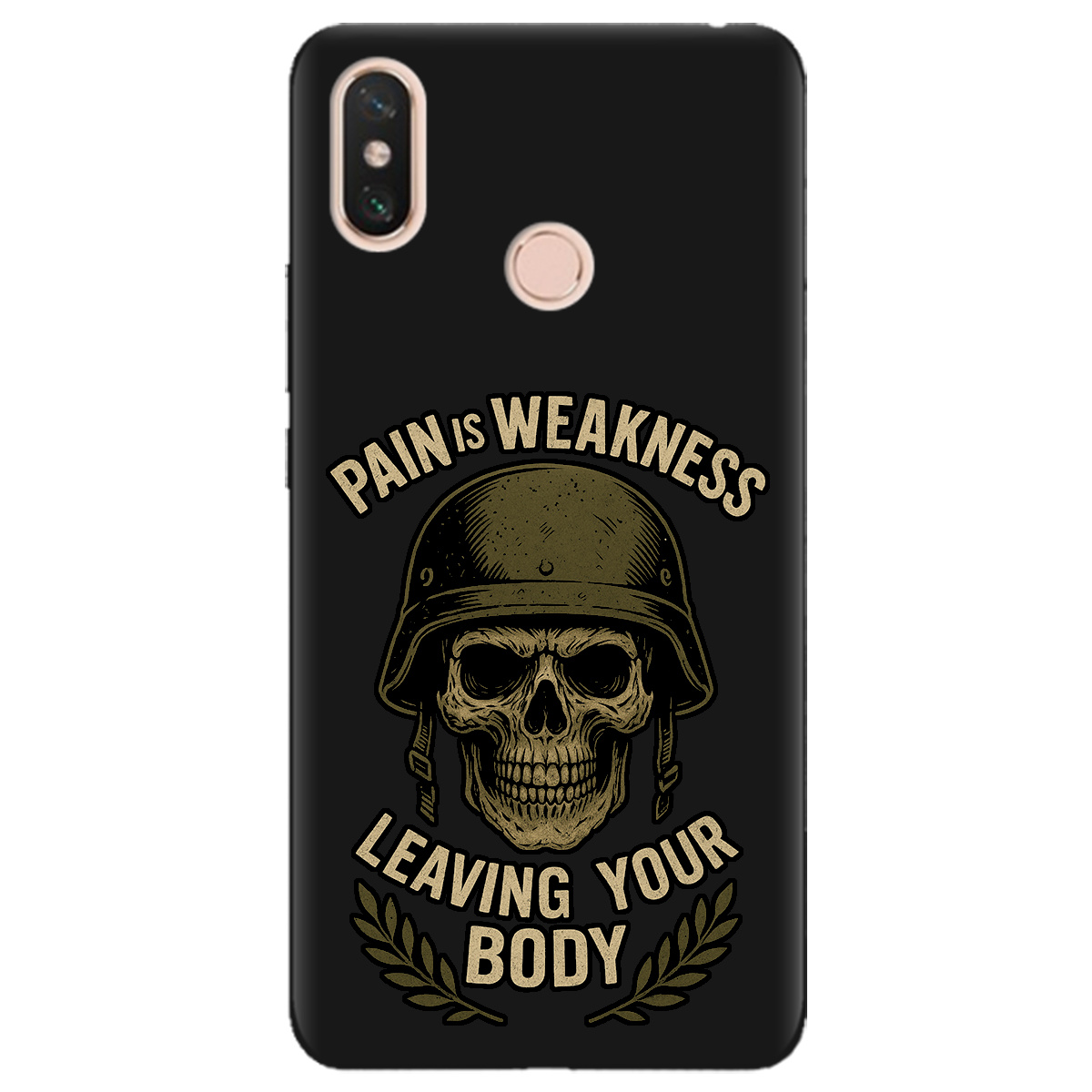 Чохол для Xiaomi Mi Max 3 чорний матовий soft touch Біль - це слабкість - фото 1 - Чохли для телефонів