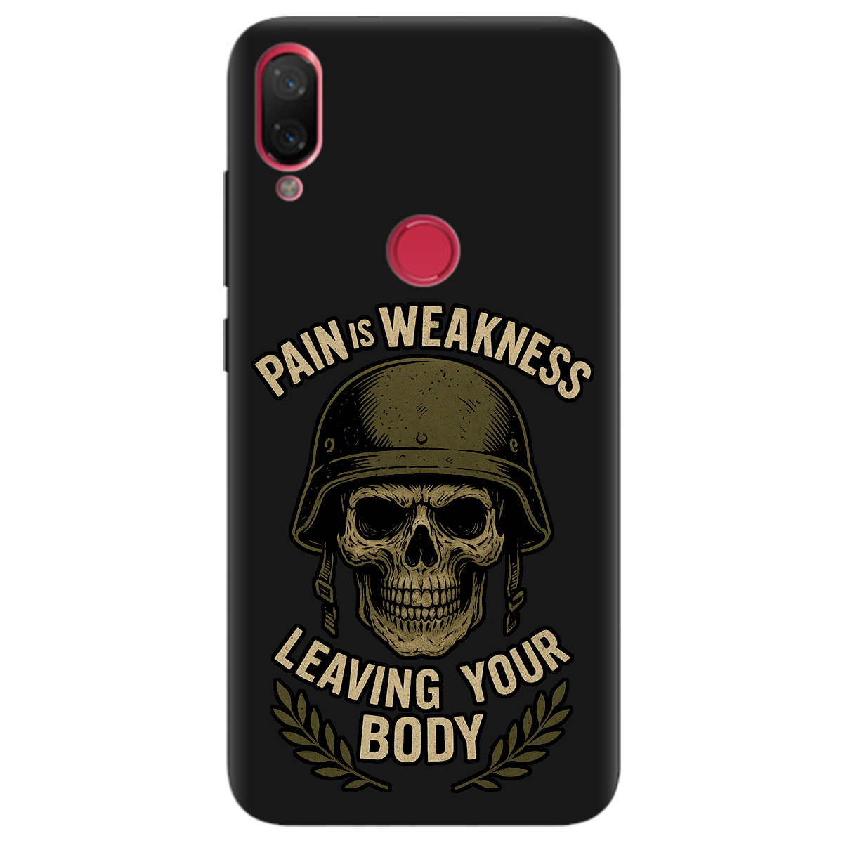 Чохол для Xiaomi Mi Play чорний матовий soft touch Біль - це слабкість - фото 1 - Чохли для телефонів