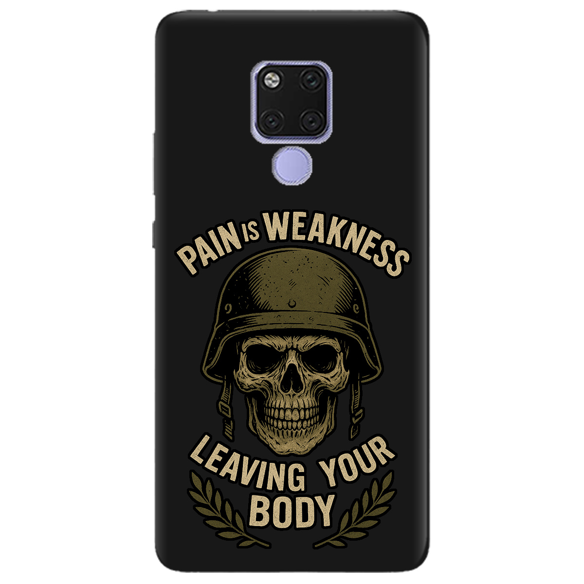 Чехол для Huawei Mate 20 черный матовый soft touch Біль - це слабкість - фото 1 - Чехлы для телефонов