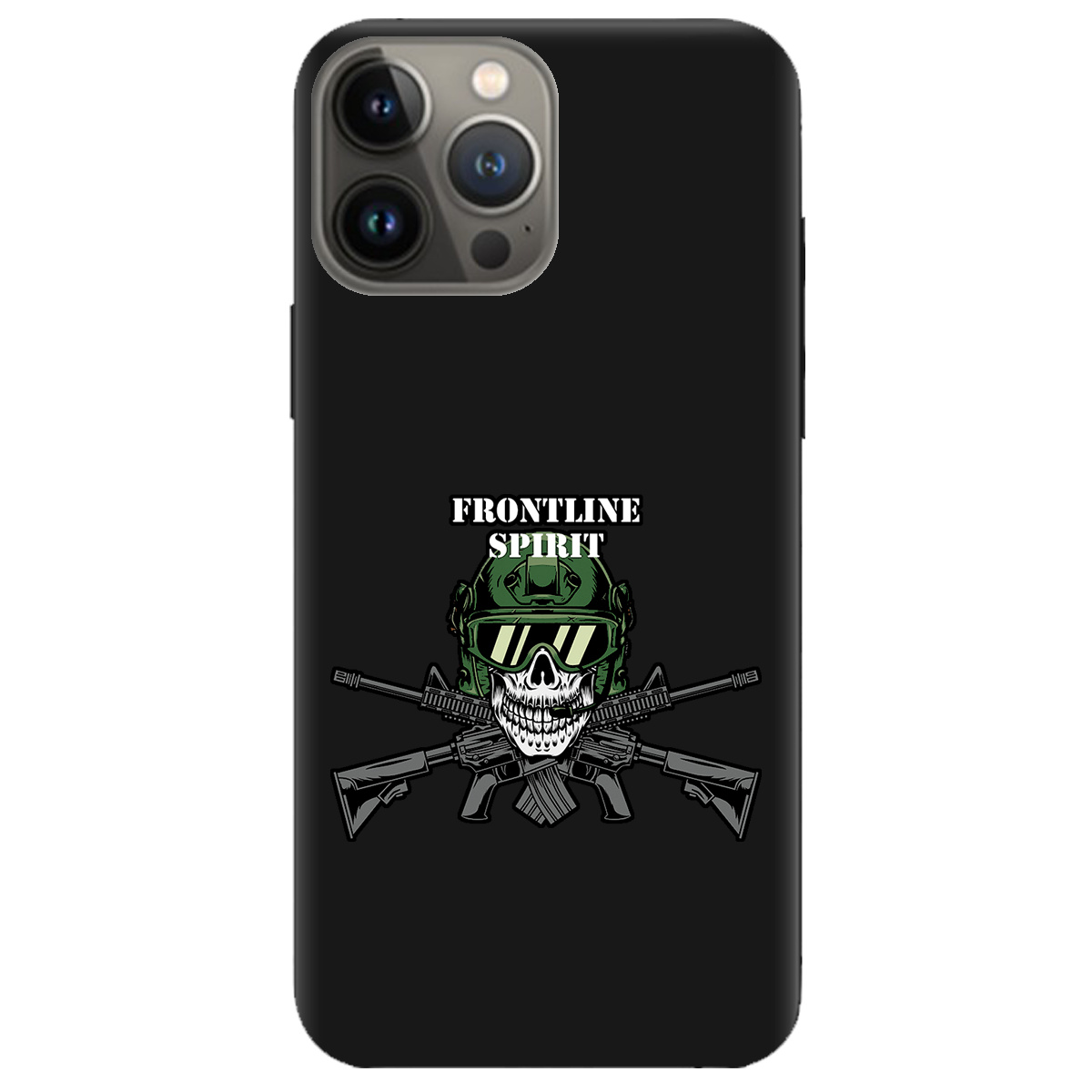 Чохол для Apple iPhone 13 Pro чорний матовий soft touch Дух фронту - фото 1 Чохол для Apple iPhone 13 Pro чорний матовий soft touch Дух фронту - фото 1 - Чохли для телефонів