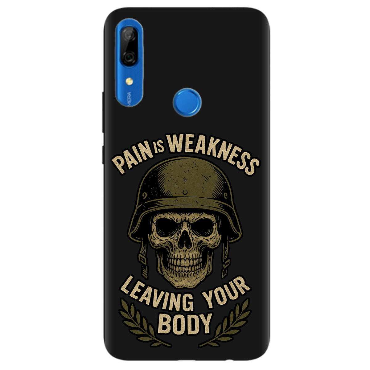 Чехол для Huawei P Smart Z черный матовый soft touch Біль - це слабкість - фото 1 - Чехлы для телефонов