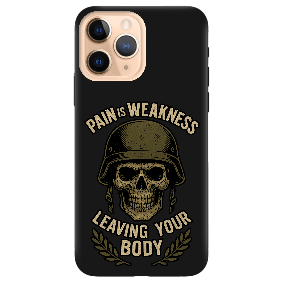 Чехол для Apple iPhone 11 Pro черный матовый soft touch Біль - це слабкість - фото 1 - Чехлы для телефонов