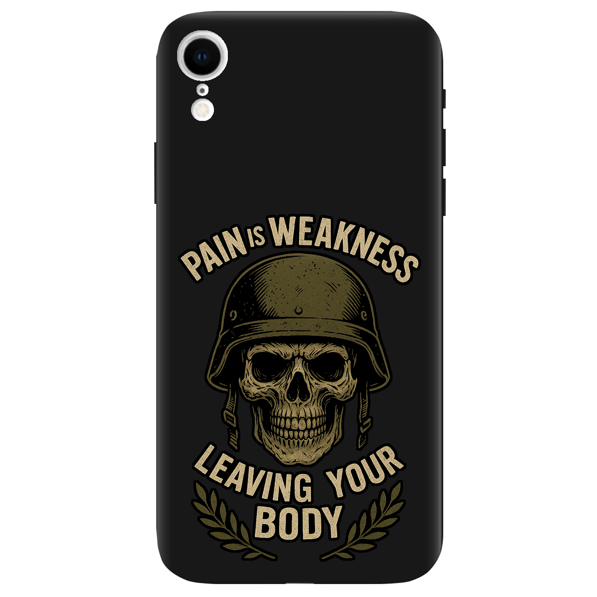 Чохол для Apple iPhone XR чорний матовий soft touch Біль - це слабкість - фото 1 - Чохли для телефонів