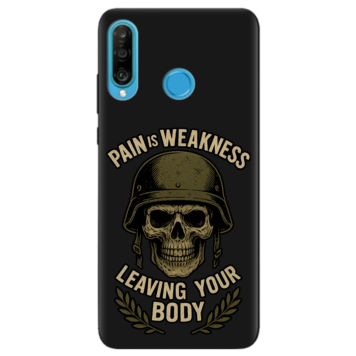 Чохол для Huawei P30 Lite чорний матовий soft touch Біль - це слабкість - фото 1 Чохол для Huawei P30 Lite чорний матовий soft touch Біль - це слабкість - фото 1 - Чохли для телефонів