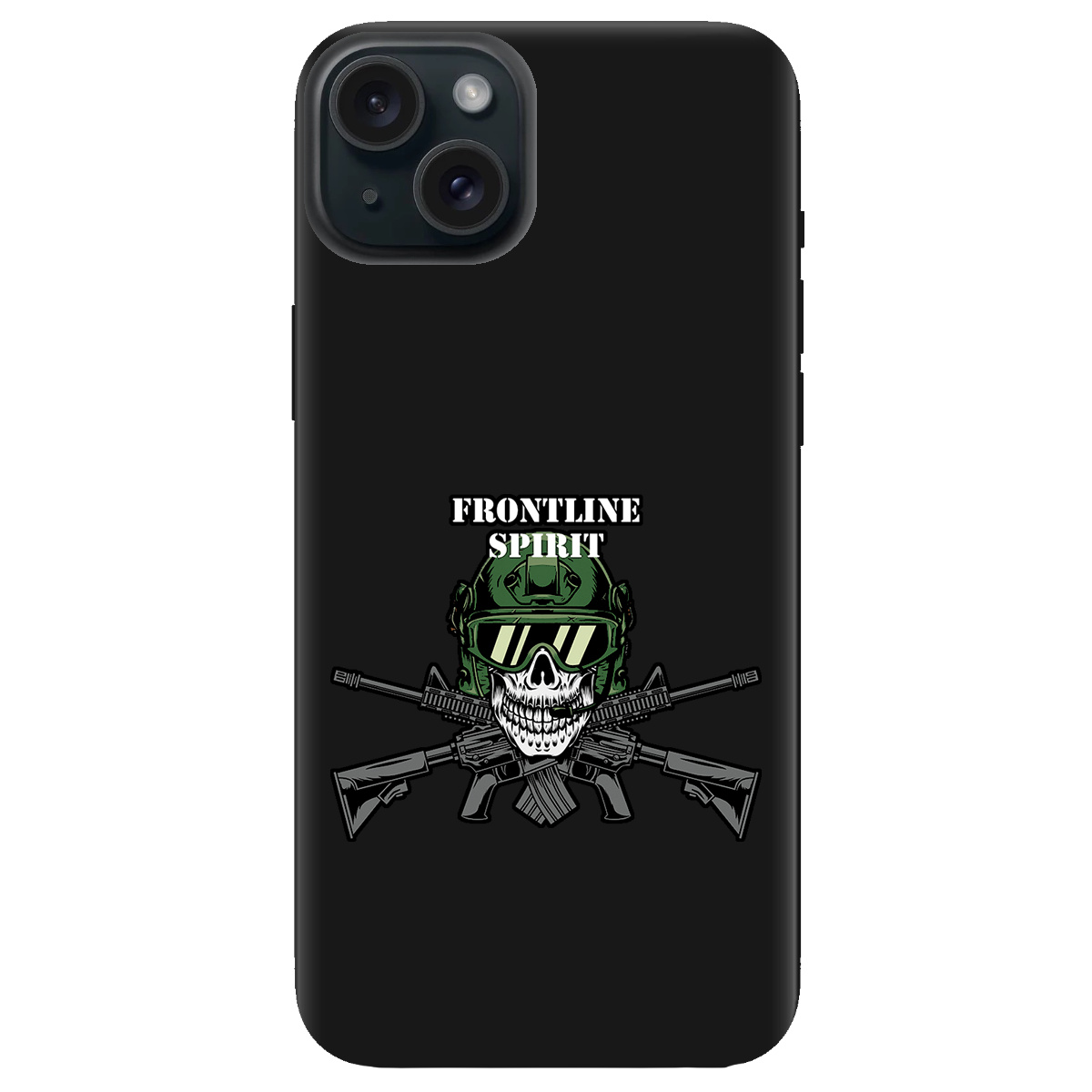 Чехол для Apple iPhone 15 черный матовый soft touch Дух фронту - фото 1 - Чехлы для телефонов