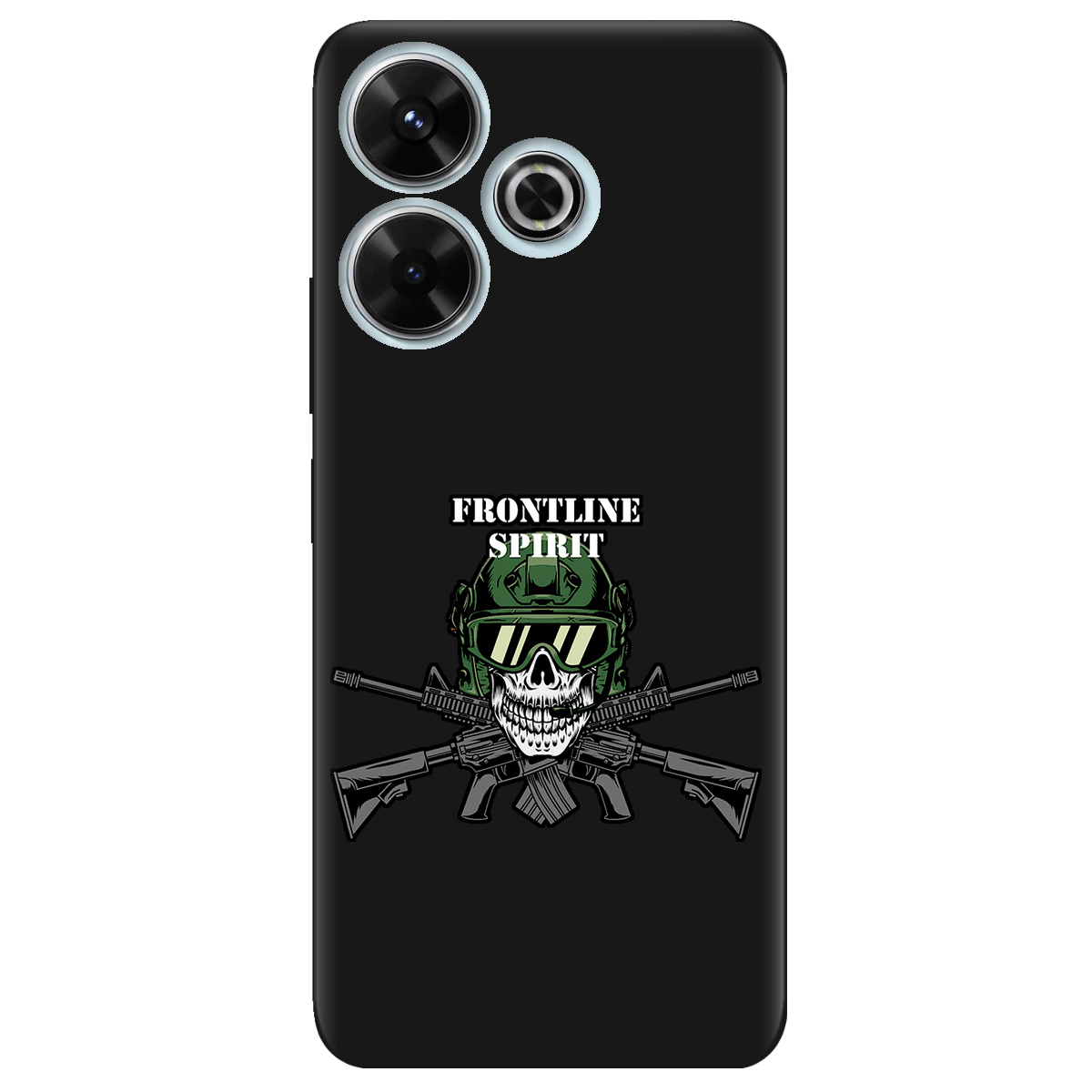 Чехол для Xiaomi Poco M6 4G черный матовый soft touch Дух фронту - фото 1 - Чехлы для телефонов