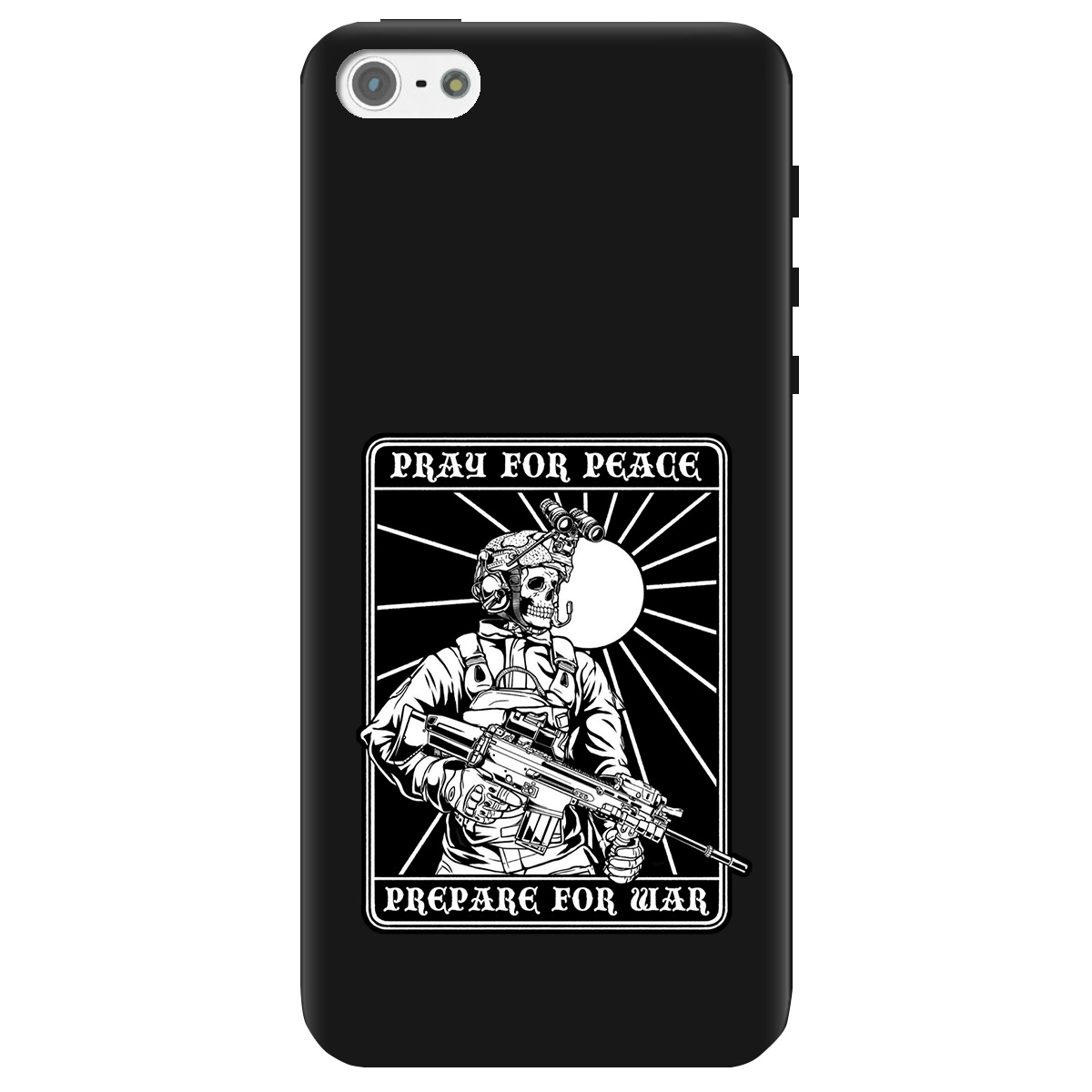 Чохол для Apple iPhone 5/5S чорний матовий soft touch Моліться за мир - фото 1 - Чохли для телефонів