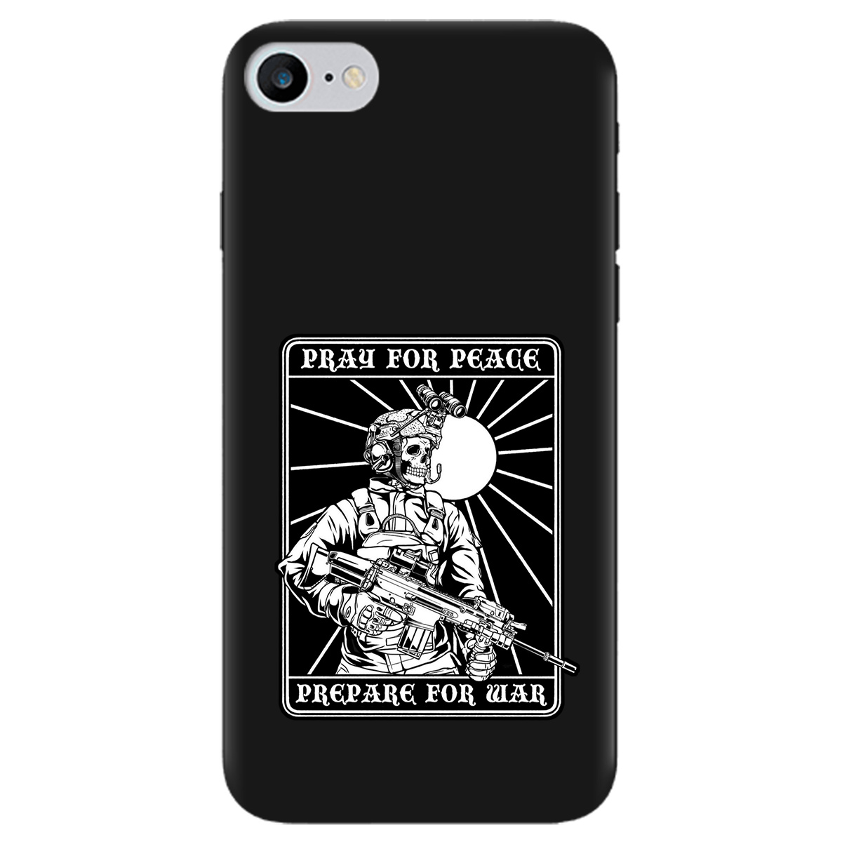 Чохол для Apple iPhone 7 чорний матовий soft touch Моліться за мир - фото 1 - Чохли для телефонів