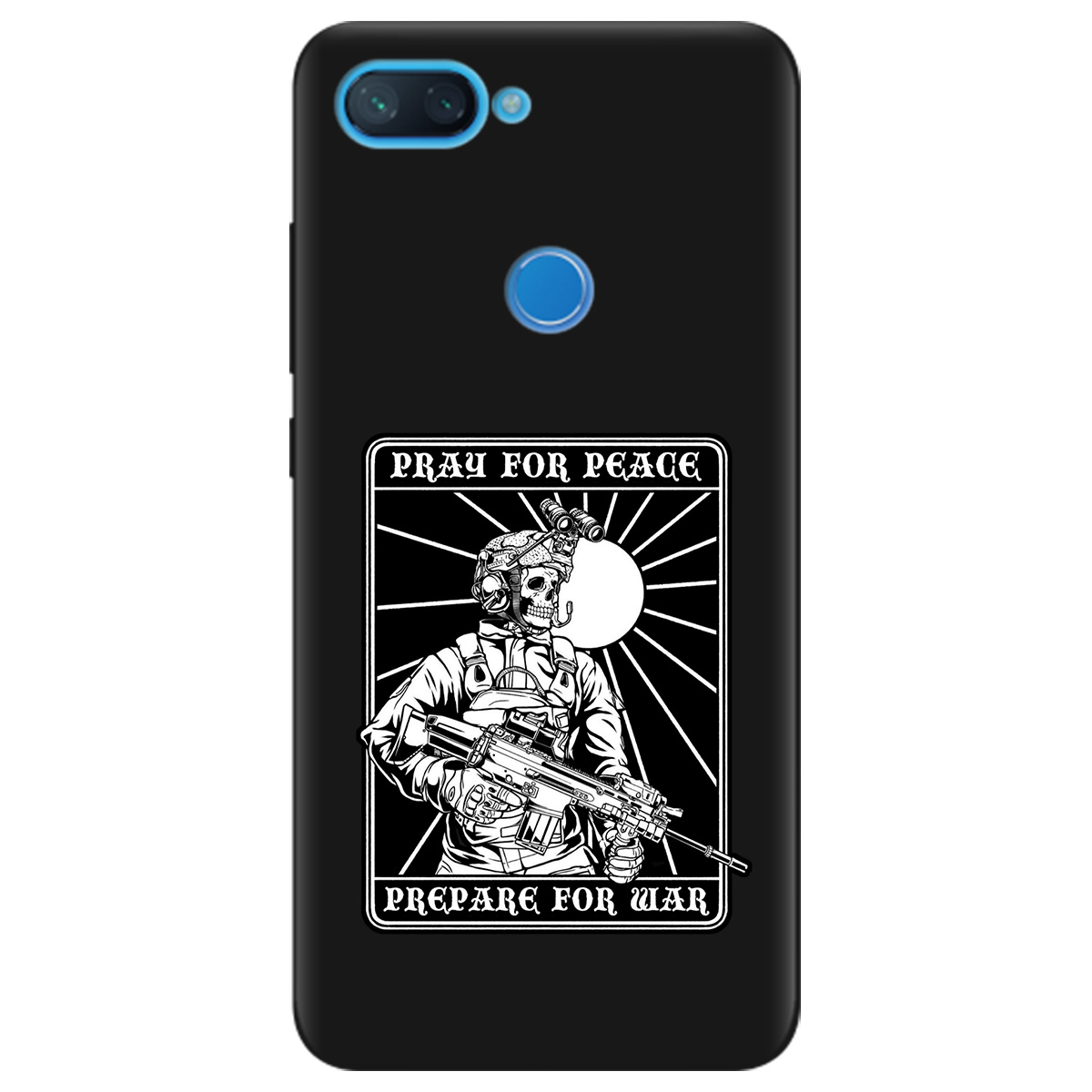 Чохол для Xiaomi Mi 8 Lite чорний матовий soft touch Моліться за мир - фото 1 - Чохли для телефонів