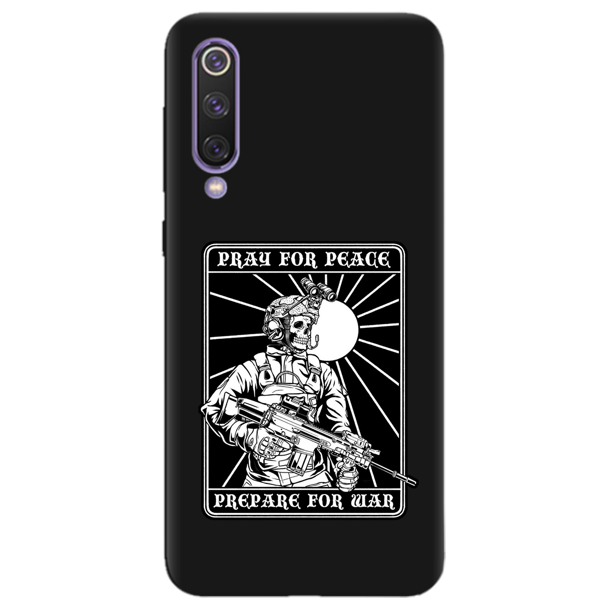 Чехол для Xiaomi Mi 9 SE черный матовый soft touch Моліться за мир - фото 1 - Чехлы для телефонов
