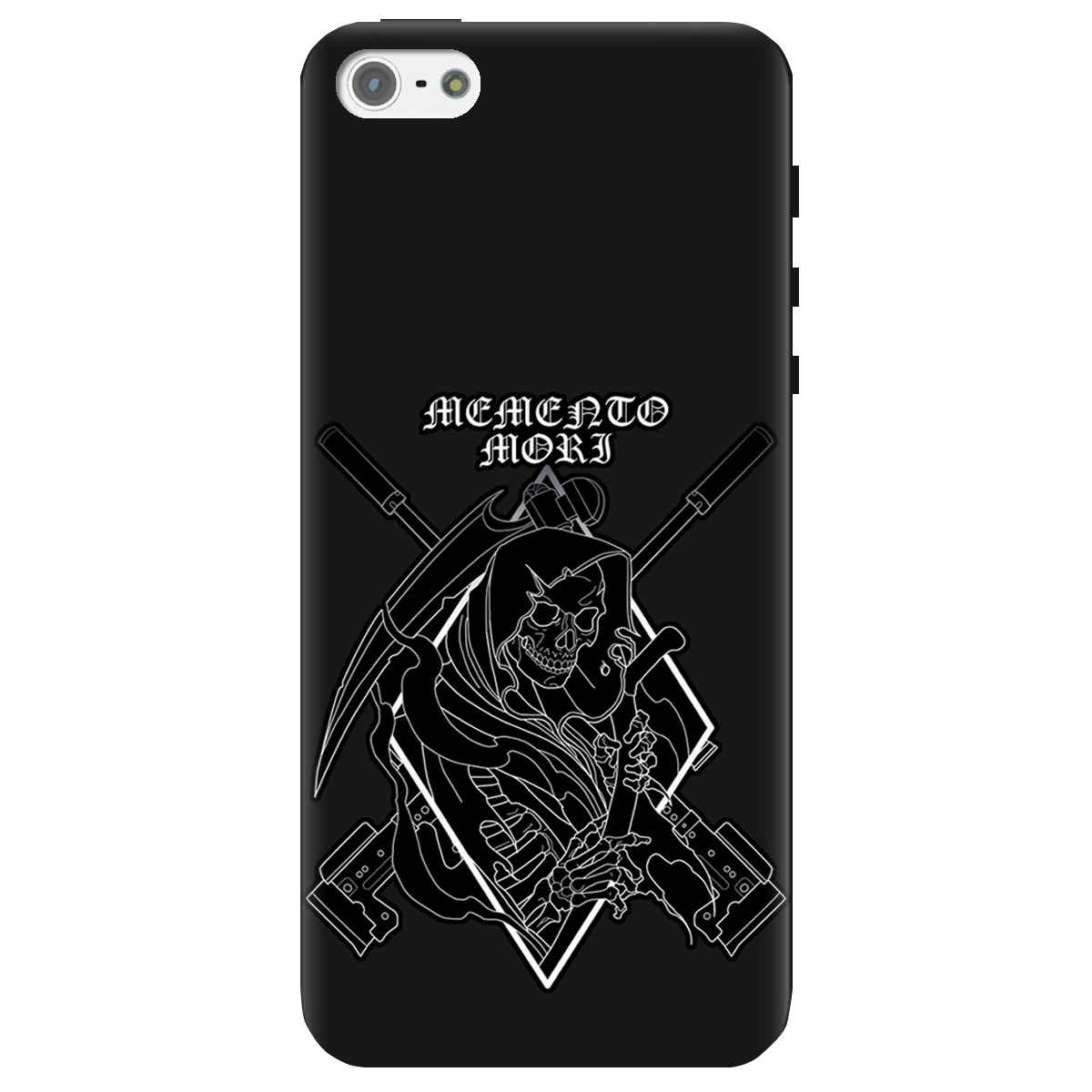 Чохол для Apple iPhone 5/5S чорний матовий soft touch Пам'ятай про смерть - фото 1 - Чохли для телефонів
