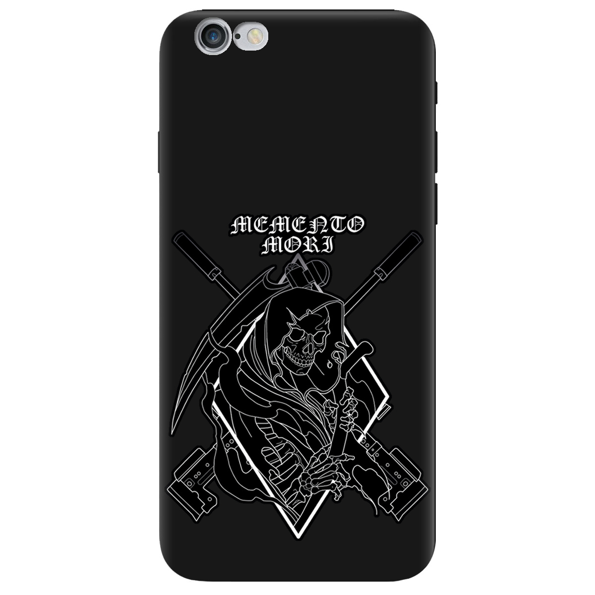Чохол для Apple iPhone 6/6S чорний матовий soft touch Пам'ятай про смерть - фото 1 - Чохли для телефонів