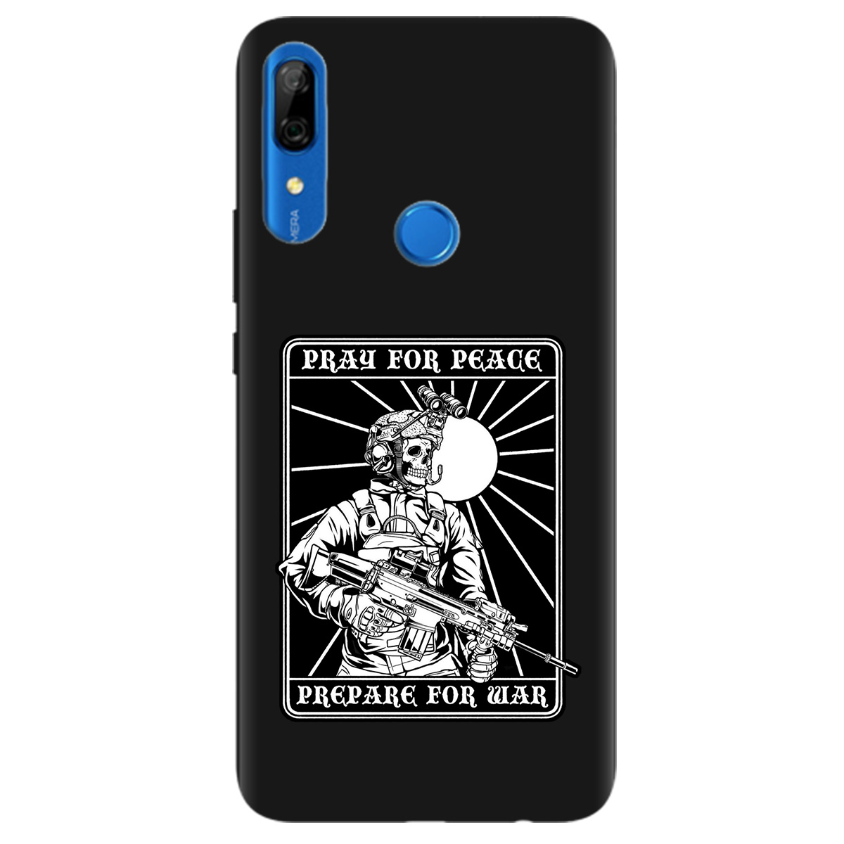 Чохол для Huawei P Smart Z чорний матовий soft touch Моліться за мир - фото 1 - Чохли для телефонів