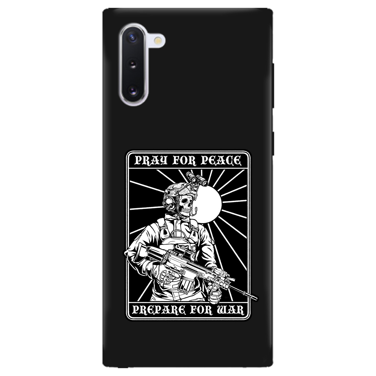 Чохол для Samsung Galaxy Note 10 чорний матовий soft touch Моліться за мир - фото 1 - Чохли для телефонів