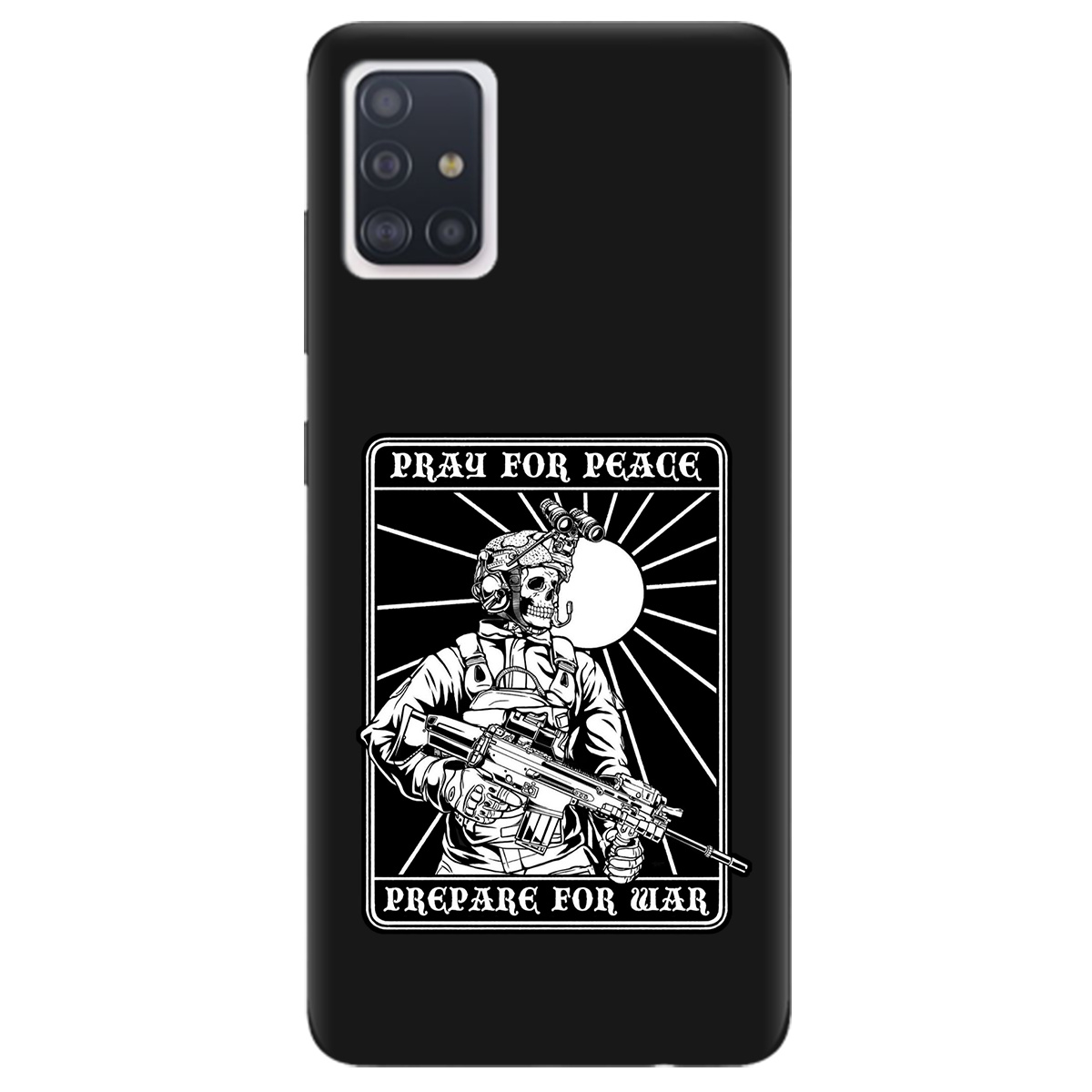 Чохол для Samsung Galaxy A71 чорний матовий soft touch Моліться за мир - фото 1 - Чохли для телефонів